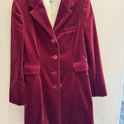 J. Peterman Women's Velvet Blazer, Size 8, Burgundy