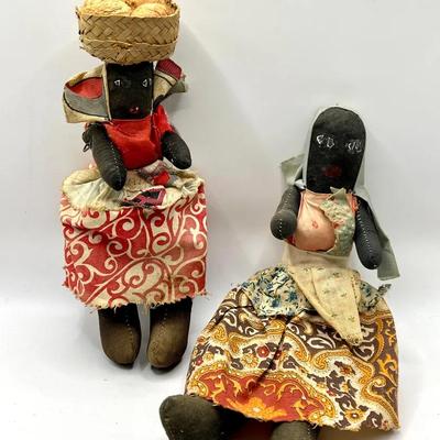 (2) Vintage Jamaican Cloth Dolls with Poseable Arms & Legs