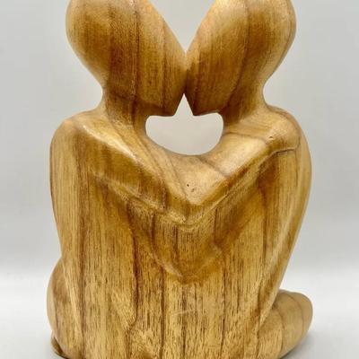 Abstract Wooden Lovers Sculpture