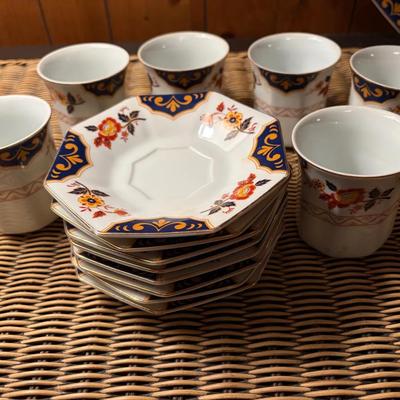 (6) Mikasa Fine China Pieces: Far East cups and (8) saucers