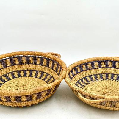 (2) Coiled Baskets With Handles 