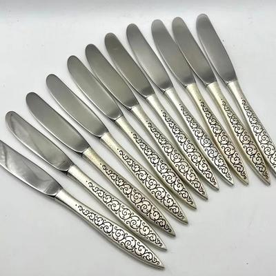 (11) Sterling Silver Butter Spreader Knives — Wallace Sterling Spanish Lace
