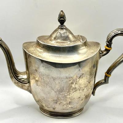 Sterling Silver 9-Cup Tall Teapot C337 Richmond-Chased International Sterling — Signed