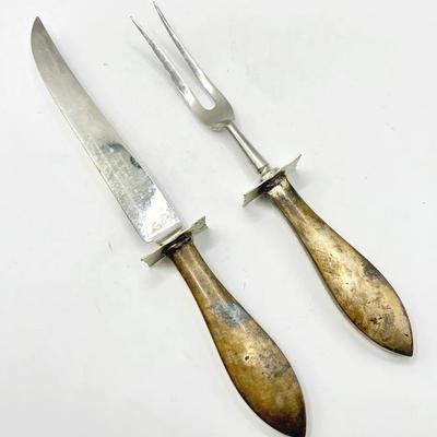 Sterling Silver & Stainless Steel Sheffield England Carving Knife & Fork Set