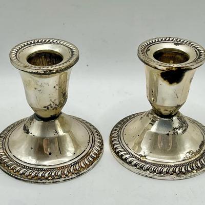 (2) Sterling Silver Weighted Candlesticks — Duchin Silver
