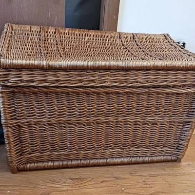 34” Wicker Storage Basket With Handles
