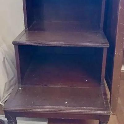 Wooden Nightstand With 3 Shelves