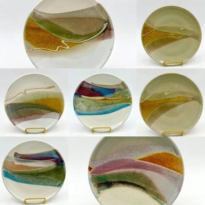 (7) Bonnema Potters 8” Signed Ceramic Plates 