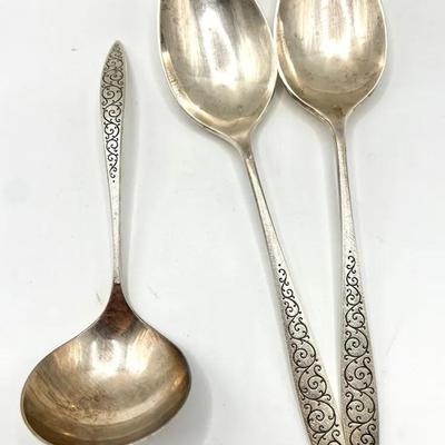 (3) Sterling Silver Spoons — Wallace Sterling in Spanish Lace Pattern