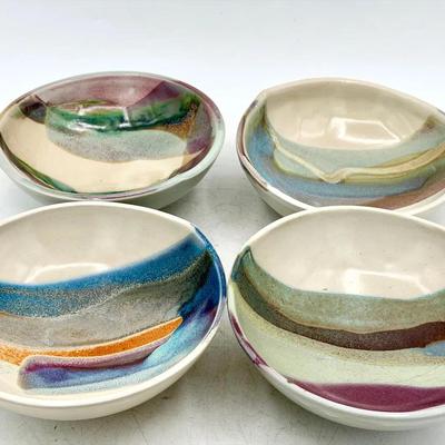 (4) Signed Bonnema Potters Ceramic Bowls — Lot #1