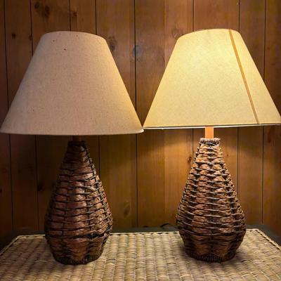 (2) Rattan Lamps