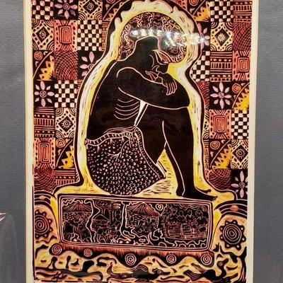 “Ignorance of Youth” 1988 Linoleum Print #2/25 by Segun Olorunfemi 