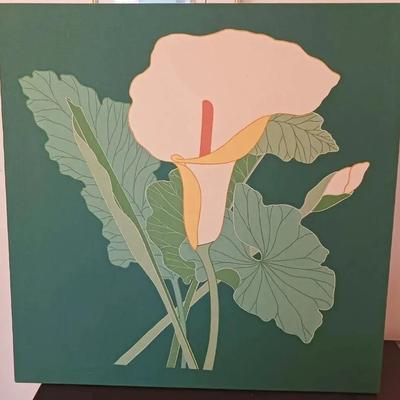 Large Green Floral Textile Art — Calla Lily