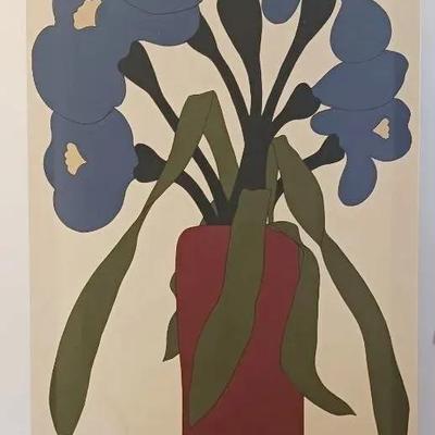 1978 Howard Smith Vallila Textile Print "Blue Iris"