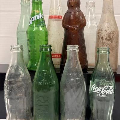 Vintage Soda Bottles "Coca-Cola," "Pepsi," and More.