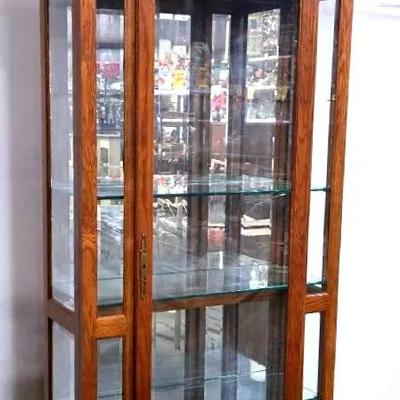 "Pulaski" Curio Oak Cabinet