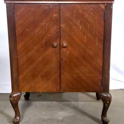 Sewing Machine Cabinet with a Rich Wood Finish
