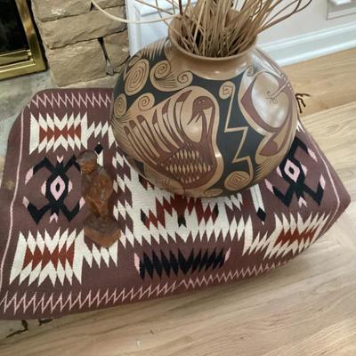 Sale Photo Thumbnail #5: Native american hopi pottery jar and navajo rug