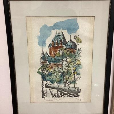 Sale Photo Thumbnail #163: Mid century signed painting chateau frontenac hotel