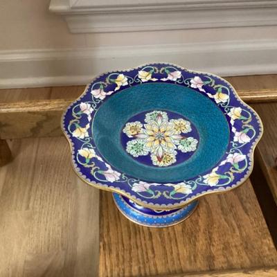 Sale Photo Thumbnail #176: Teal brass coisonne compote