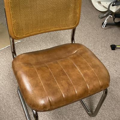 Sale Photo Thumbnail #156: Mcm faux leather dining chair chrome legs