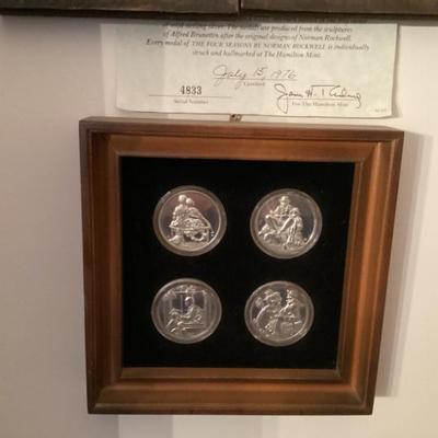 Sale Photo Thumbnail #14: Hamilton mint the four seasons by norman rockwell Hamilton Mint The Four Seasons by Norman Rockwell - 1 Troy Ounce Solid Sterling Silver