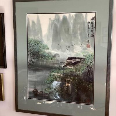 Sale Photo Thumbnail #100: Chinese landscape painting of mountain and waterfall