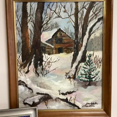 Sale Photo Thumbnail #168: Framed print cabin in the woods