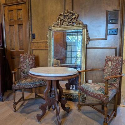 Pair of Louis Philippe needlepoint chairs