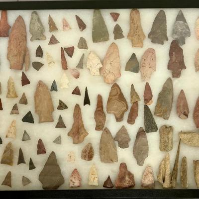 Large 70+ Pcs Collection of Authentic Native American Stone Arrowheads & Tool Points