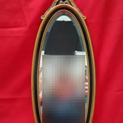 Vintage Oval Beveled Wall Mirror with Ornate Bow Topper