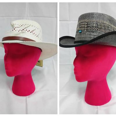 American Hat Makers Freedom “Cabo Charcoal” (Size M) & Black Creek "Ivory" Straw Hat (Size S)