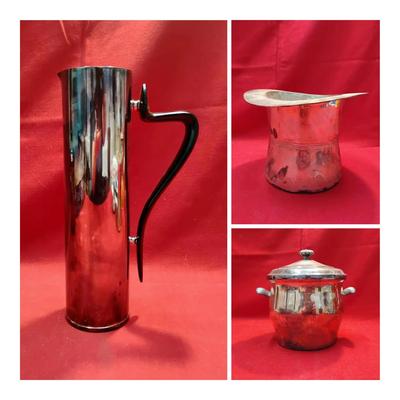 Art Deco Style Top Hat Wine Chilller, Gorham Modernist Cocktail Pitcher and More