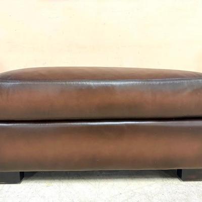 New Leather Pottery Barn Square Ottoman – Dark Brown