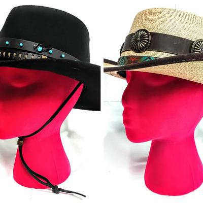 Black Creek Black Felt Hat & American Hat Makers Freedom “Monaco Palm” Straw Hat (Size S)