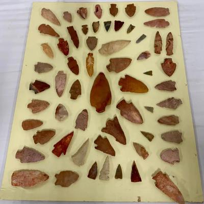 Collection of Knapped Stone Arrowheads & Projectile Points Mixed Materials & Styles (Display Lot)