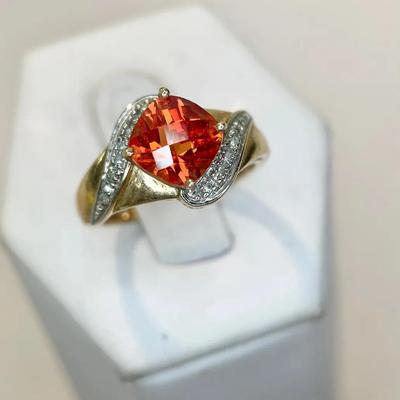 10K Sapphire And Diamond Accent Ring Size 7 (4 g)