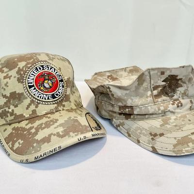 U.S. Marine Corp Camo Ball Cap And Official Desert MARPAT 8-Point Garrison Cap 