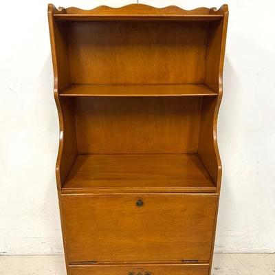 Vintage Maple Drop-Front Secretary Bookcase with Drawer & Cabriole Legs 