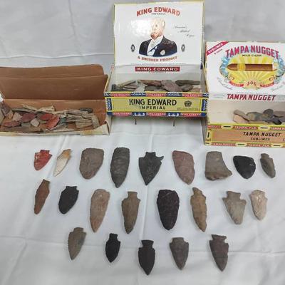 Mixed Collection of Stone Arrowheads & Knapped Stone Pieces
