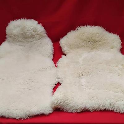 2 Genuine White Sheepskin Rugs / Pelts - Soft & Plush