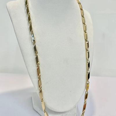 18K Gold Bar Link Chain Necklace 26” (58.8g) 