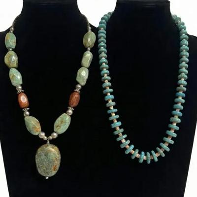 Native American Stone Bead Necklaces – Genuine Turquoise & African Turquoise Jasper 