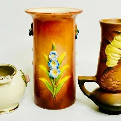 Hand Decorated Ceramic & Stoneware Pottery By Roseville, Royal Trico and More