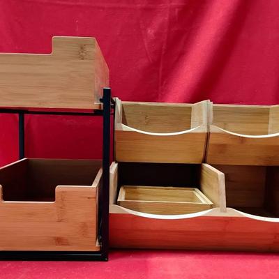Bamboo & Wood Desk Organizers | Tiered Shelving & Storage Bins