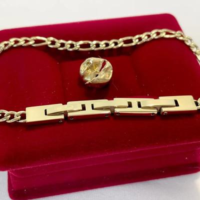 18K Gold Link Chain Bracelet and Gold Tooth Cap (9.9g)