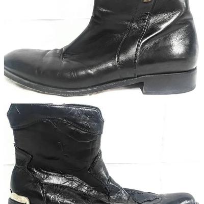 Two-Pair Italian & European Leather Ankle Boots, Size 44 / US 11