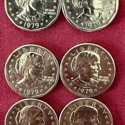 (6) 1979 Susan B Anthony Wide Rim Date $1 Coins / (2) S Mint / (4) D Mint
