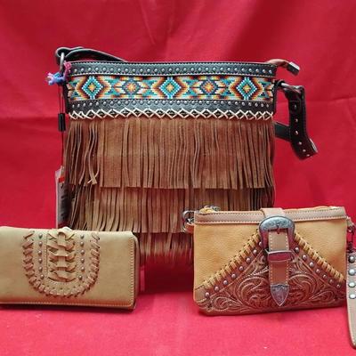 Montana West Western Accessory Lot - Handbag, Crossbody & Wallet - 3pc Set