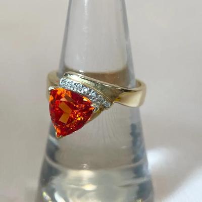 14K Gold Sapphire And Diamond Ring Size 7 (4.7g) 